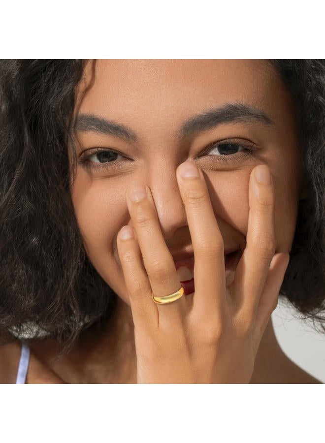 BORUO 925 Sterling Silver Ring| 14K Gold Plated Waterproof Stacking Rings| Plain Dome Tarnish Resistant Comfort Fit Wedding Band Gifts for Special Occasions 1.5mm 2mm 3mm Band Size 4-12, 8, Metal, No - Image 2