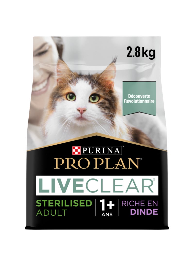 Purina Pro Plan Liveclear Sterilised Adult Allergen Reducing Dry Cat Food With Turkey 2.8kg - Image 1