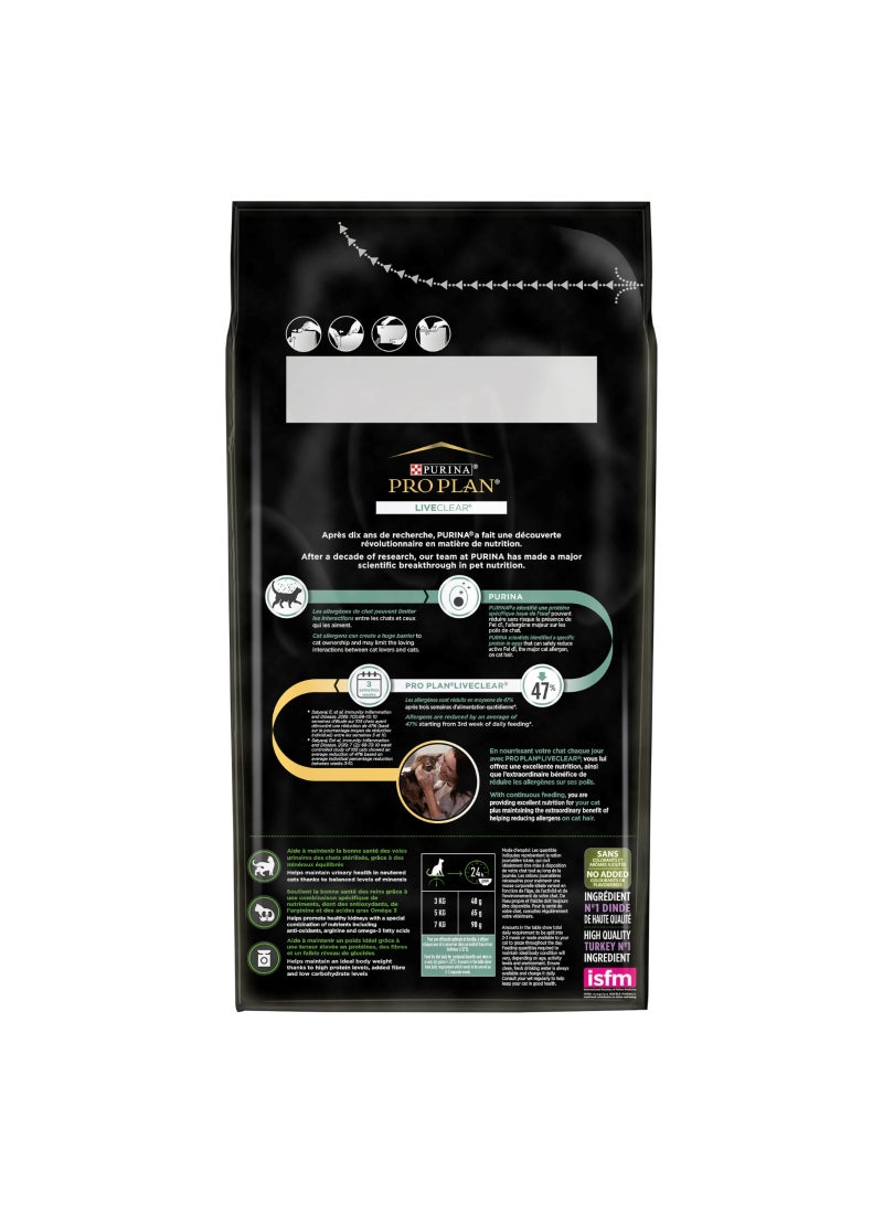 Purina Pro Plan Liveclear Sterilised Adult Allergen Reducing Dry Cat Food With Turkey 2.8kg - Image 2