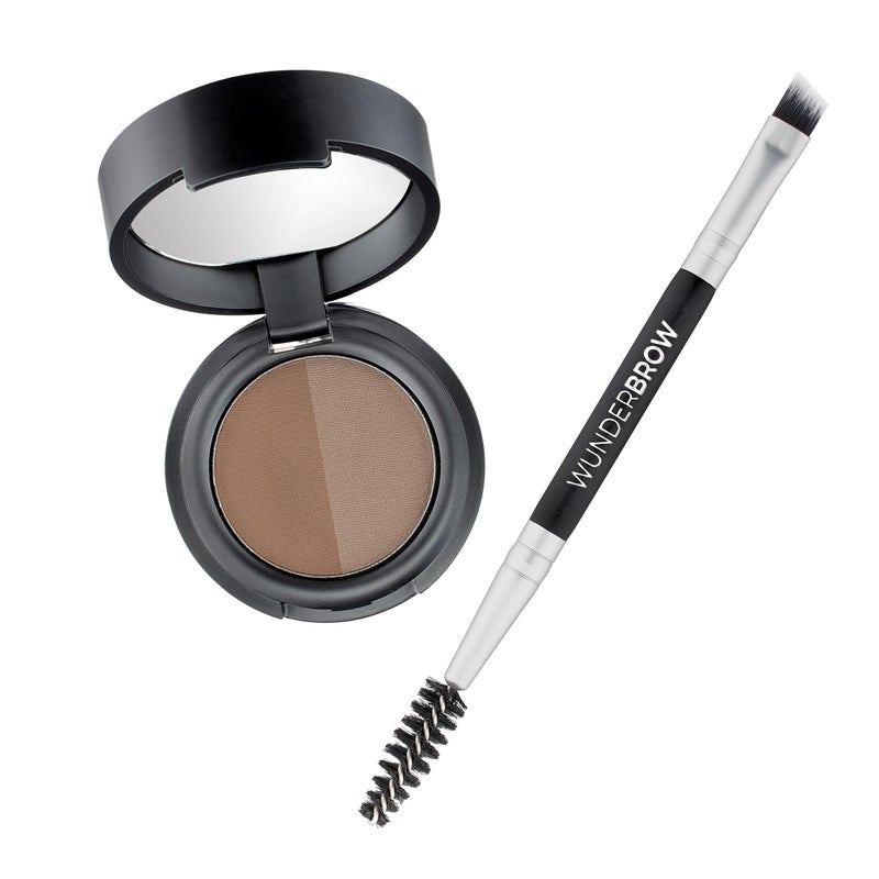 Wunderbrow Soft Brow Define & Fill Powder Duo, Includes Dual ended Brush, Vegan and Cruelty Free (Brunette) - Image 1
