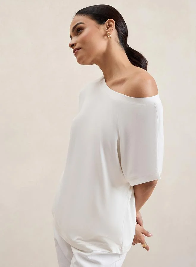 Femmella Femmella Solid Knit One Shoulder Regular Fit Top