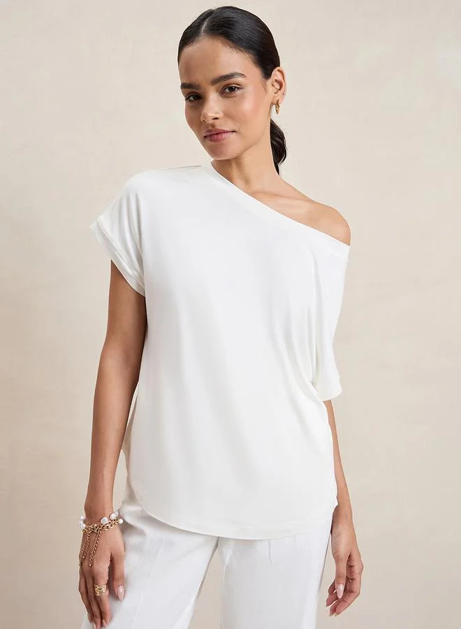 Femmella Femmella Solid Knit One Shoulder Regular Fit Top