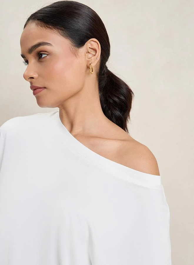 Femmella Femmella Solid Knit One Shoulder Regular Fit Top