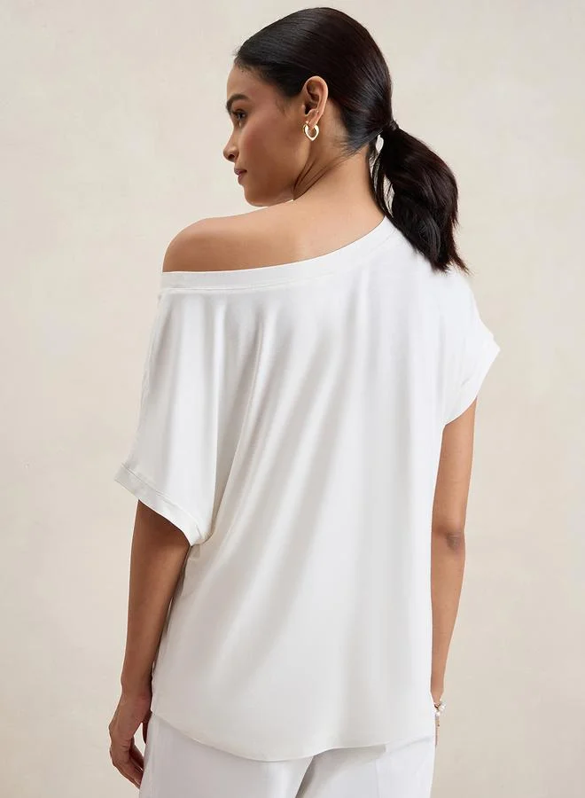 Femmella Femmella Solid Knit One Shoulder Regular Fit Top