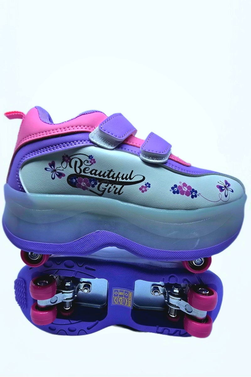 YTS Wheel Shoes with LED Lights | Beautiful Girl - Purple - Image 2