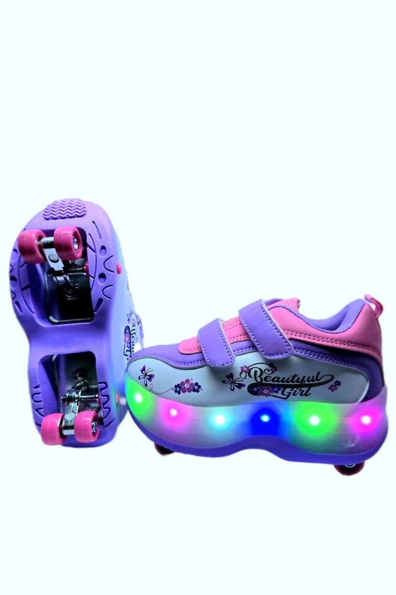 YTS Wheel Shoes with LED Lights | Beautiful Girl - Purple - Image 4