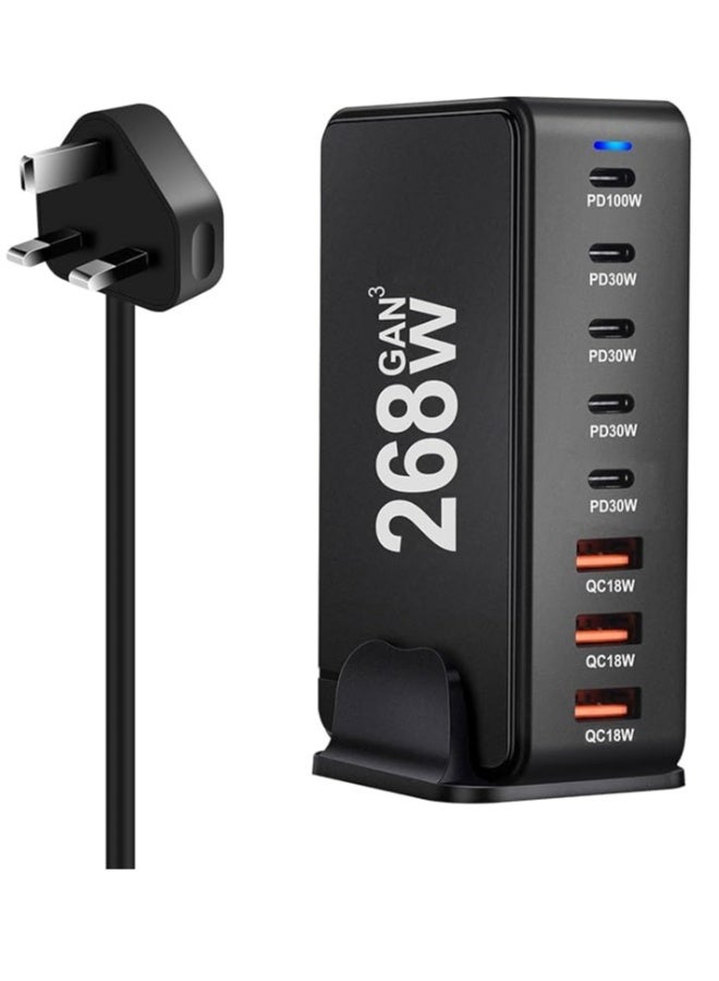 general 268W GaN USB C Fast Charger, 8 Port Charging Station Hub Block, Wall Charger Power Strip Adapter Plug Cube Laptop Charger For MacBook Air Sumsung iPhone iPad - Image 1