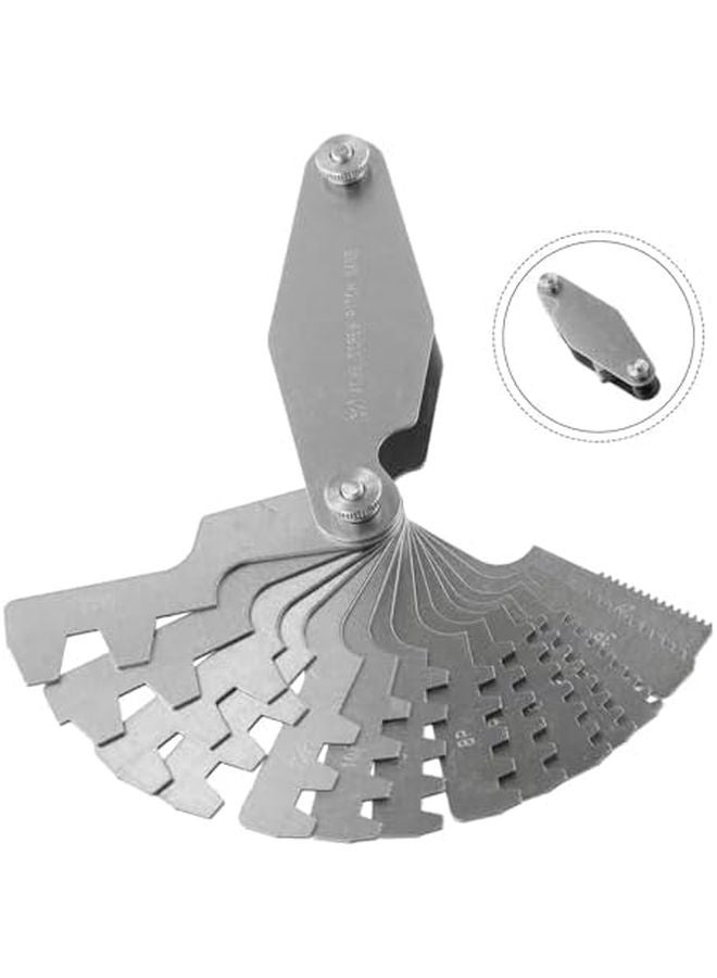 Stainless Steel Thread Gauge 30 Degree Acme Screw Pitch Measuring Tool 14 Blades Metric 2P 20P - Image 3
