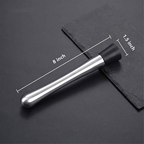 Incrizma 8" Muddler for Cocktails, Stainless Steel Cocktail Drink Muddler Bartender Accessories, Lemon Smasher for Home Kitchen Bar Tools, Bartending Supply Ice Crusher for Mojitos Fruit Drinks - Image 2