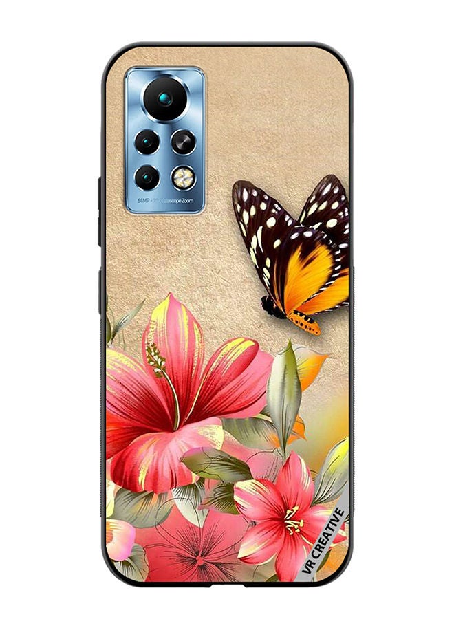 VR CREATIVE Protective Case Cover For Infinix Note 11 Pro Brown Butterfly On Flower Design Multicolour - Image 1