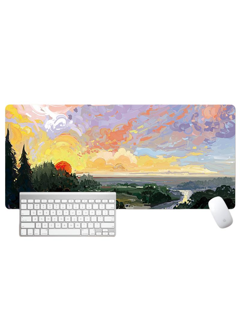Y&D لوحة ماوس للألعاب للوحات الزيتية والمناظر الطبيعية من فان جوخ، لوحة مكتب كبيرة ممتدة، حواف مخيطة، لوحة ماوس طويلة وقاعدة مطاطية غير قابلة للانزلاق، 800 × 300 × 4 مم - Image 1