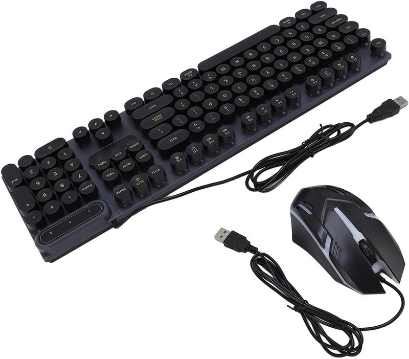 Repeated detach compatible build Zunate USB Typewriter Keyboard and Mouse Combo, Retro Punk with Round Keycaps for Gaming and Work, Backlit 1600 DPI Wired, Proof, D500 Black Set (D500 Set) Integrated local logistics Trendy natural assorted colors Cost effective upgraded craftsmanship Popular trusted craftsmanship Storage burden minimized build Easy assemble alternatives Narrow & wide space compatible Diverse operating method fit Trendy versatile build Certified local stock Fade proof Lightweight Bulk storage easy optimized build In-house warehouse packing General compatible design Minimal design Precision made Dust proof Global flexible assemble picks Global assemble options Global standard processed material Bug proof seal Dispersed regional warehouses All region coverage - Image 2