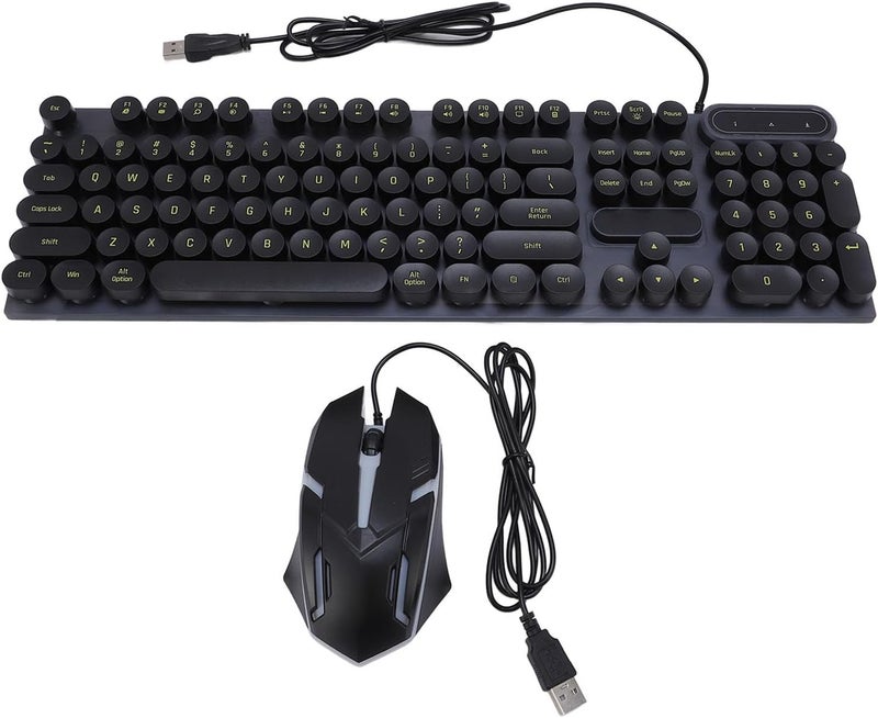 Repeated detach compatible build Zunate USB Typewriter Keyboard and Mouse Combo, Retro Punk with Round Keycaps for Gaming and Work, Backlit 1600 DPI Wired, Proof, D500 Black Set (D500 Set) Integrated local logistics Trendy natural assorted colors Cost effective upgraded craftsmanship Popular trusted craftsmanship Storage burden minimized build Easy assemble alternatives Narrow & wide space compatible Diverse operating method fit Trendy versatile build Certified local stock Fade proof Lightweight Bulk storage easy optimized build In-house warehouse packing General compatible design Minimal design Precision made Dust proof Global flexible assemble picks Global assemble options Global standard processed material Bug proof seal Dispersed regional warehouses All region coverage - Image 1