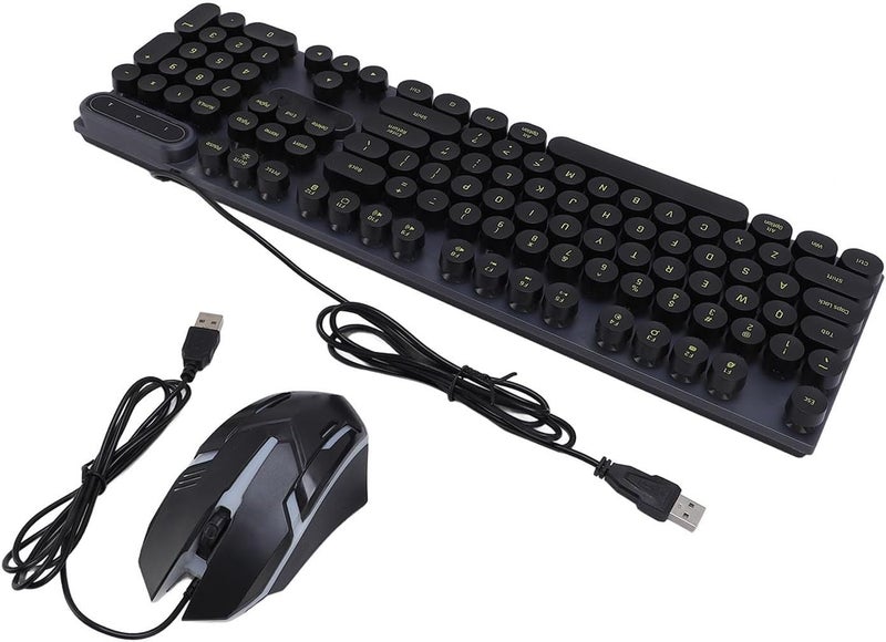 Repeated detach compatible build Zunate USB Typewriter Keyboard and Mouse Combo, Retro Punk with Round Keycaps for Gaming and Work, Backlit 1600 DPI Wired, Proof, D500 Black Set (D500 Set) Integrated local logistics Trendy natural assorted colors Cost effective upgraded craftsmanship Popular trusted craftsmanship Storage burden minimized build Easy assemble alternatives Narrow & wide space compatible Diverse operating method fit Trendy versatile build Certified local stock Fade proof Lightweight Bulk storage easy optimized build In-house warehouse packing General compatible design Minimal design Precision made Dust proof Global flexible assemble picks Global assemble options Global standard processed material Bug proof seal Dispersed regional warehouses All region coverage - Image 3