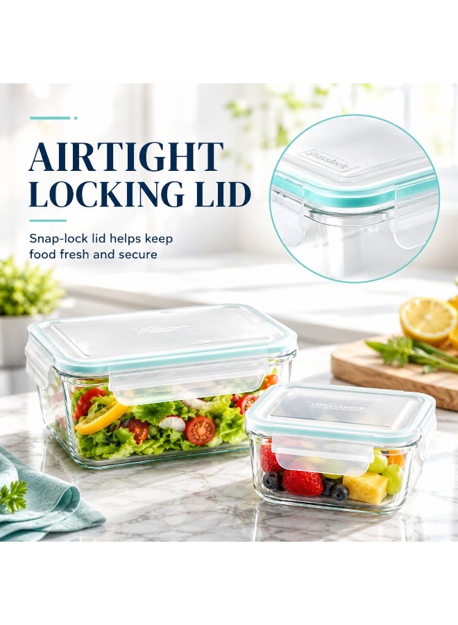 Glasslock Premium Glass Food Storage Container 980ml Rectangular Airtight BPA Free Microwave Safe for Meal Prep Fruits and Salads, MCRT-098 - Image 3