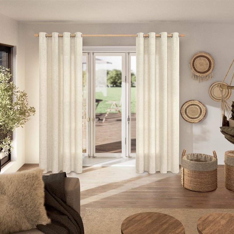 BGment ستائر بياضات بياضات 84 بوصة الطول لغرفة المعيشة 2 لوحات ضبط الضوء مرشحًا طبيعيًا فوكس الخيش المحكم بستائر نافذة خصوصية بوهو للمزرعة لكل لوحة بعرض 52 بوصة - Image 2