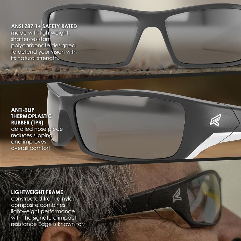 Edge SR111AR Reclus Wrap-Around Safety Glasses - Anti-Scratch, Non-Slip, UV 400 Protection, Military Grade Compliance - Image 4