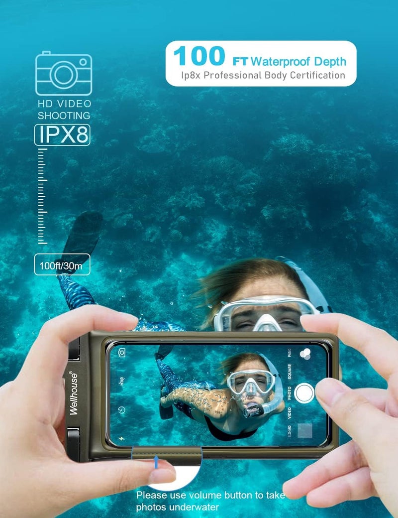 Wellhouse Waterproof Phone Pouch, Waterproof Phone Case for iPhone 16 15 14 13 12 Pro Max XS Samsung, IPX8 3D Cellphone Dry Bag Beach Essentials (1 Pack - Olive7.0, 7 inch) - Image 3