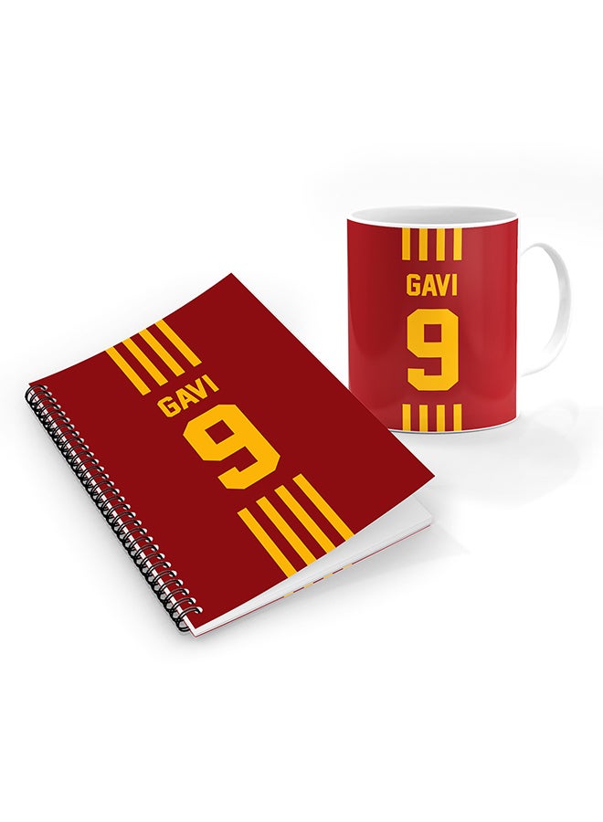 Stylizedd Designer Printed Coffee Mug + A5 Spiral Notebook Memo Notepad Journal Personalised Combo Gift Set Football Team - Spain ,Gavi