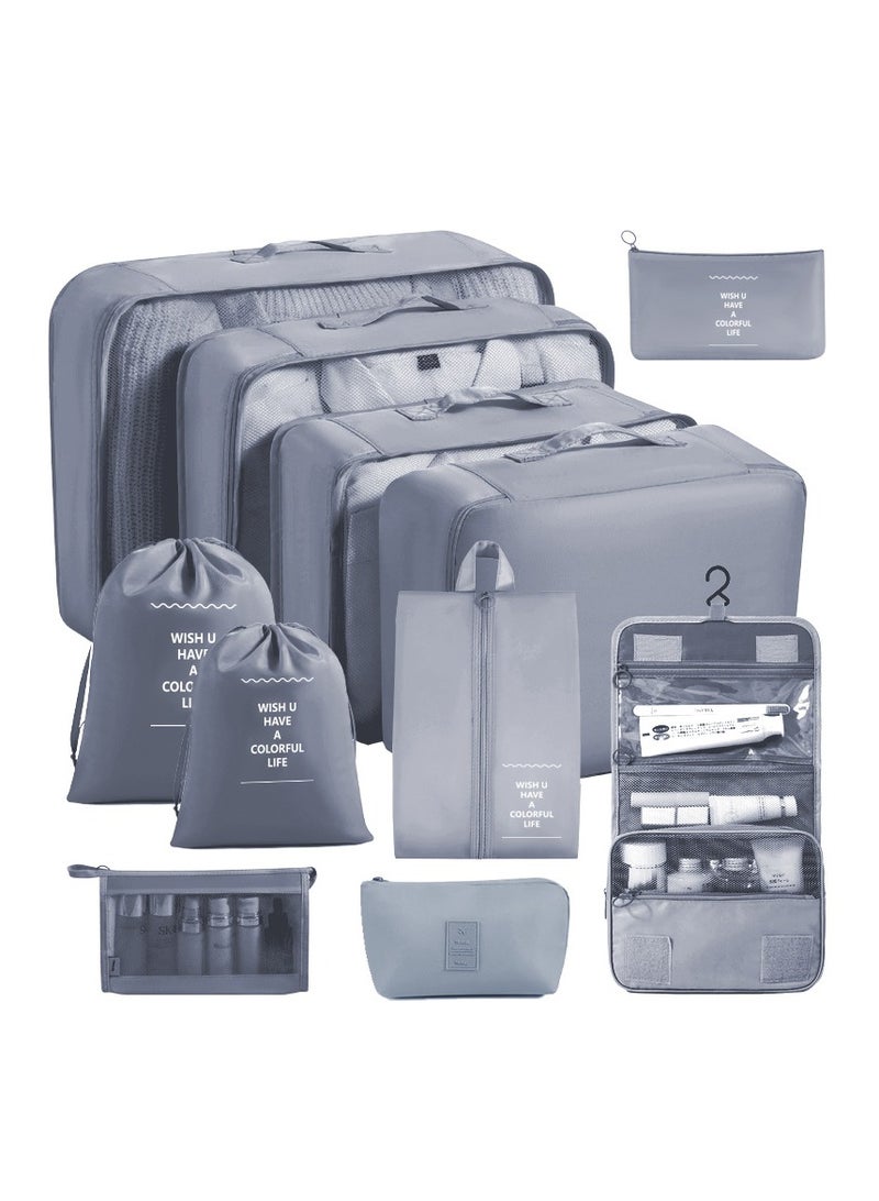 Packing Cubes 11 Set, Suitcase Organizers, Luggage Organizer Bags for Travel, Packing Cubes for Travel, with Toiletry Bag, Travel Essentials Gris  - Image 1