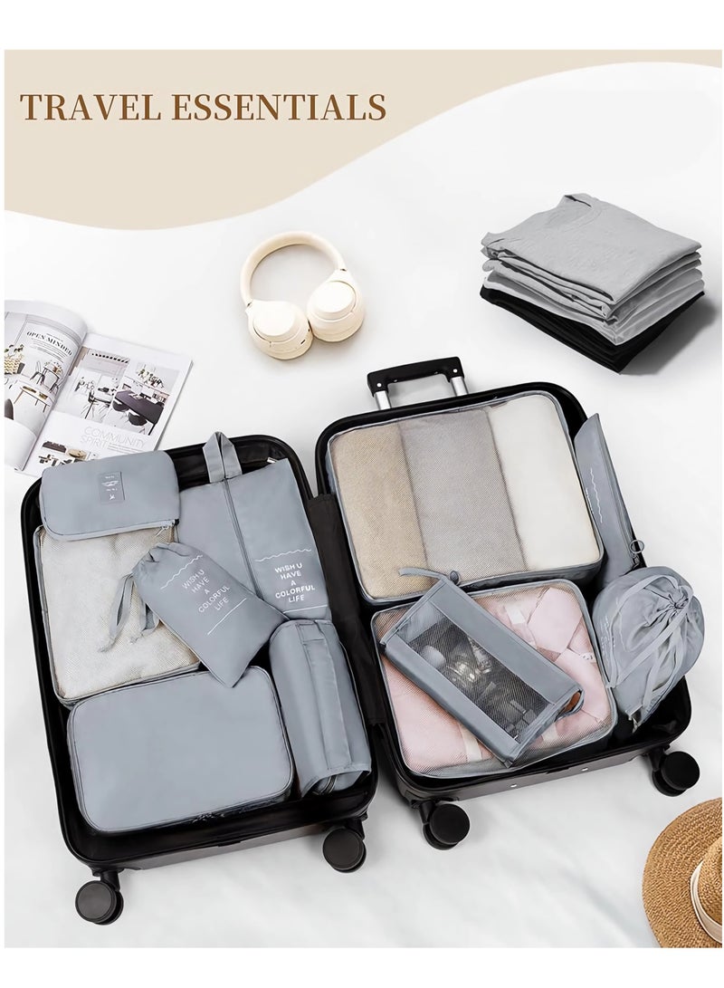 Packing Cubes 11 Set, Suitcase Organizers, Luggage Organizer Bags for Travel, Packing Cubes for Travel, with Toiletry Bag, Travel Essentials Gris  - Image 3