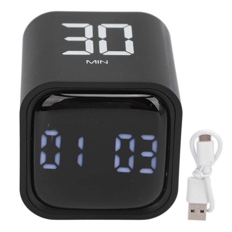 Rotating Kitchen Timer: Black With 5/10/30/60 Min Presets - Adjustable Volume Vibration Modes Pause Reset Functions Countdown Timer for Cooking, Studying, Workout And Home Use - Image 1