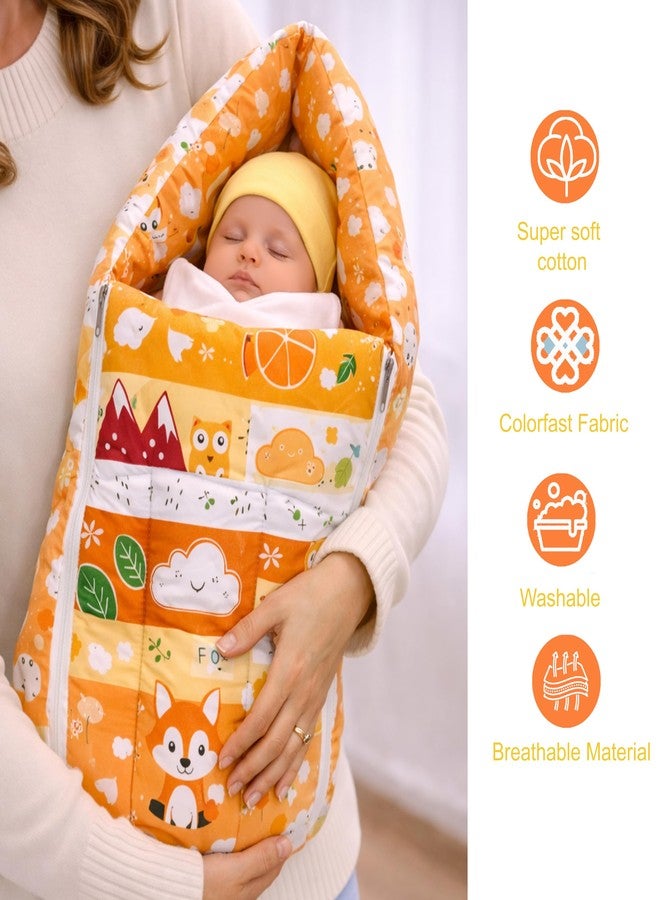 Fareto Combo of Baby Bed with Net | Carry Bag | 4 Pcs Bedding Set (0-6 Months, Baby Size, Cotton) (Orange Fox) - Image 4