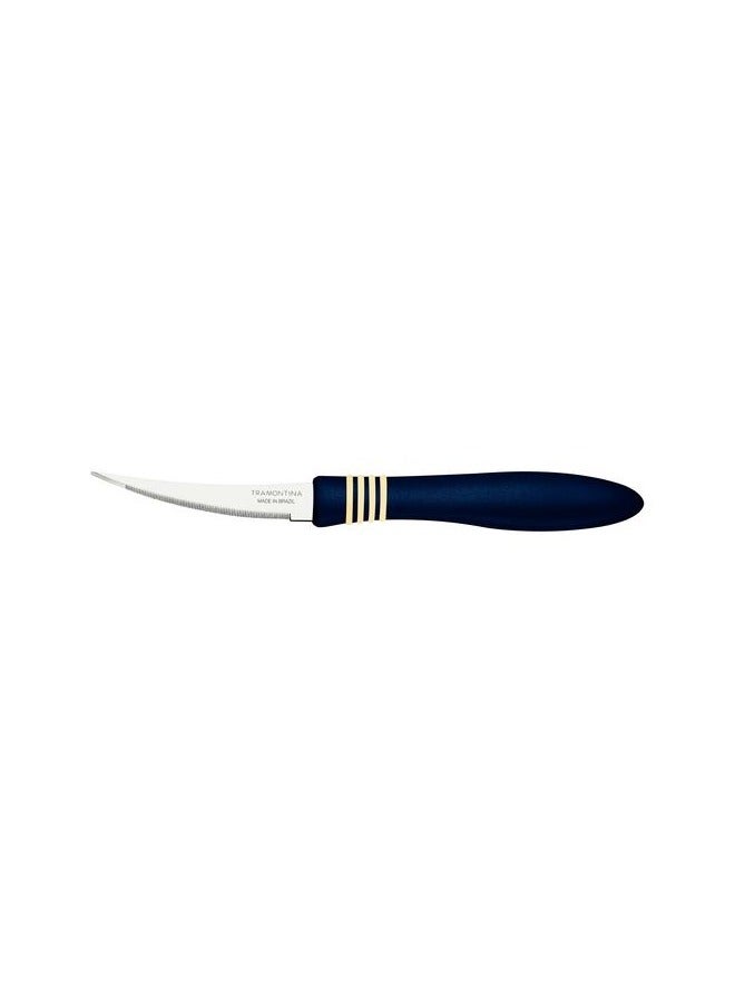 TRAMONTINA Since 1911,Made in Brazil- Cor&Cor 2 Pieces Tomato Knife Set with Stainless Steel Blade and Blue Polypropylene Handle  - Image 2