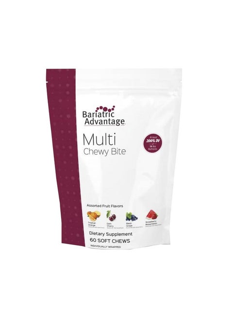 Bariatric Advantage Multi Chewy Bite - Soft Chew Multivitamin for Bariatric Surgery Patients - Chewable Multivitamin with Folic Acid, Vitamin D3 & More - Assorted Fruit Flavor - 60 Count