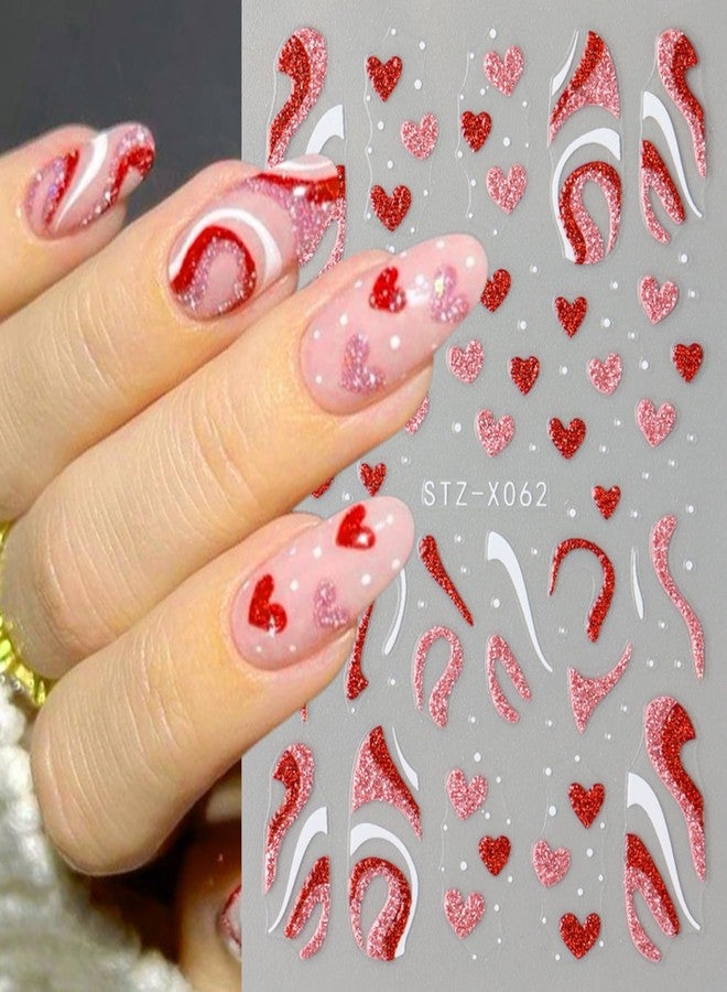 Zeyer Valentine's Day Nail Art Stickers with Red Heart Design, 6PCS, Plastic, Classic Style, Heart Pattern, Indoor Use, Valentine's Day Theme, Custom Feature, Nail Decals - Image 3