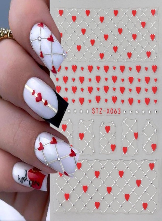 Zeyer Valentine's Day Nail Art Stickers with Red Heart Design, 6PCS, Plastic, Classic Style, Heart Pattern, Indoor Use, Valentine's Day Theme, Custom Feature, Nail Decals - Image 5