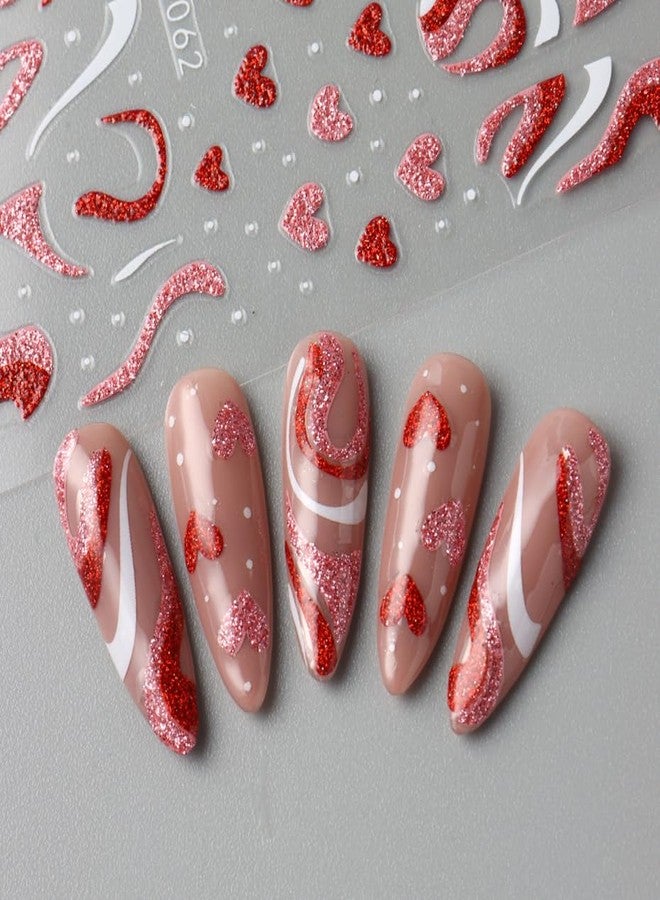 Zeyer Valentine's Day Nail Art Stickers with Red Heart Design, 6PCS, Plastic, Classic Style, Heart Pattern, Indoor Use, Valentine's Day Theme, Custom Feature, Nail Decals - Image 4