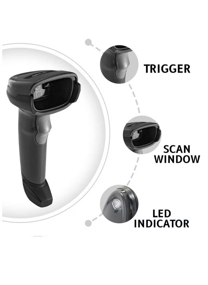 ZEBRA - Zebra DS2208-SR Handheld 2D Omnidirectional Barcode Scanner Imager 1D, 2D and PDF417 with USB Cable, DS2208-SR7U2100AZW - Image 1