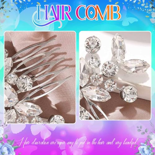 Catery Crystal Wedding Hair Comb Rhinestone Bridal Hairpieces Bridesmaid Clips Accessories for Brides and Women (A Silver) - Image 3