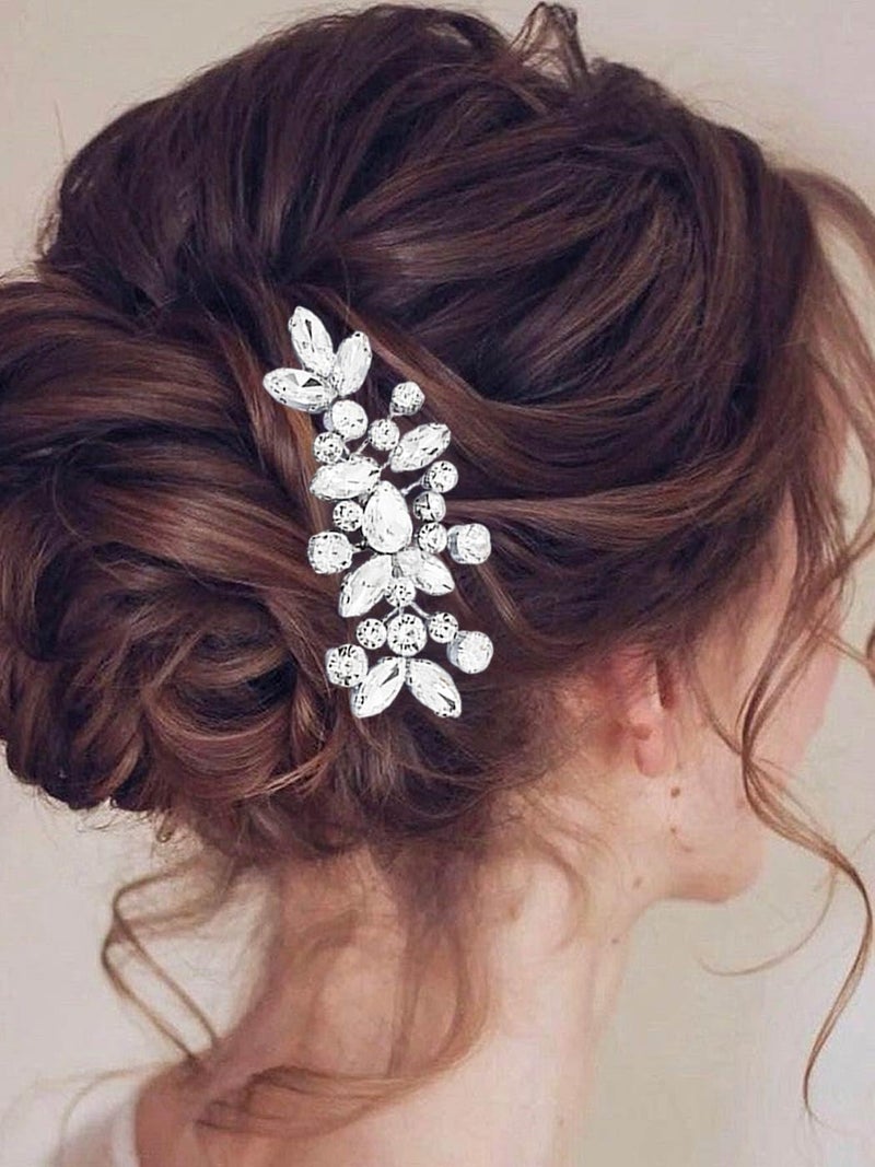 Catery Crystal Wedding Hair Comb Rhinestone Bridal Hairpieces Bridesmaid Clips Accessories for Brides and Women (A Silver) - Image 4