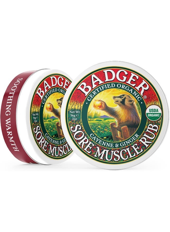 Badger - Sore Muscle Rub, Cayenne Pepper and Ginger, Organic Sore Muscle Rub, Warming Balm, Muscle Relief Balm, Warming Muscle Rub, Sore Muscle Balm, 2 oz - Image 1