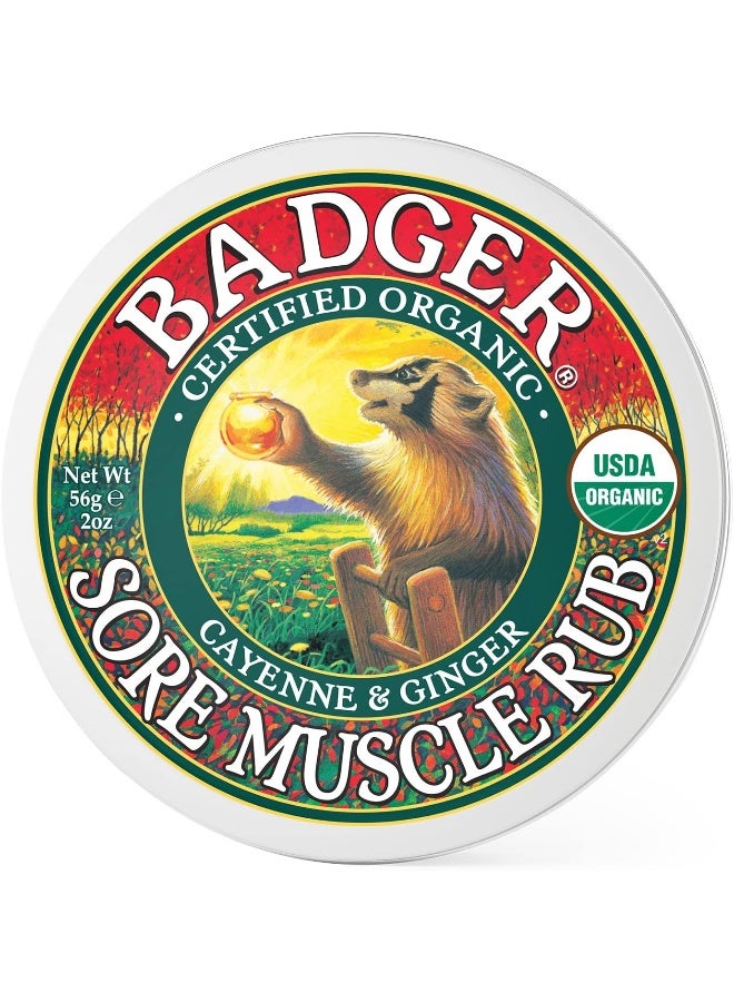 Badger - Sore Muscle Rub, Cayenne Pepper and Ginger, Organic Sore Muscle Rub, Warming Balm, Muscle Relief Balm, Warming Muscle Rub, Sore Muscle Balm, 2 oz - Image 2