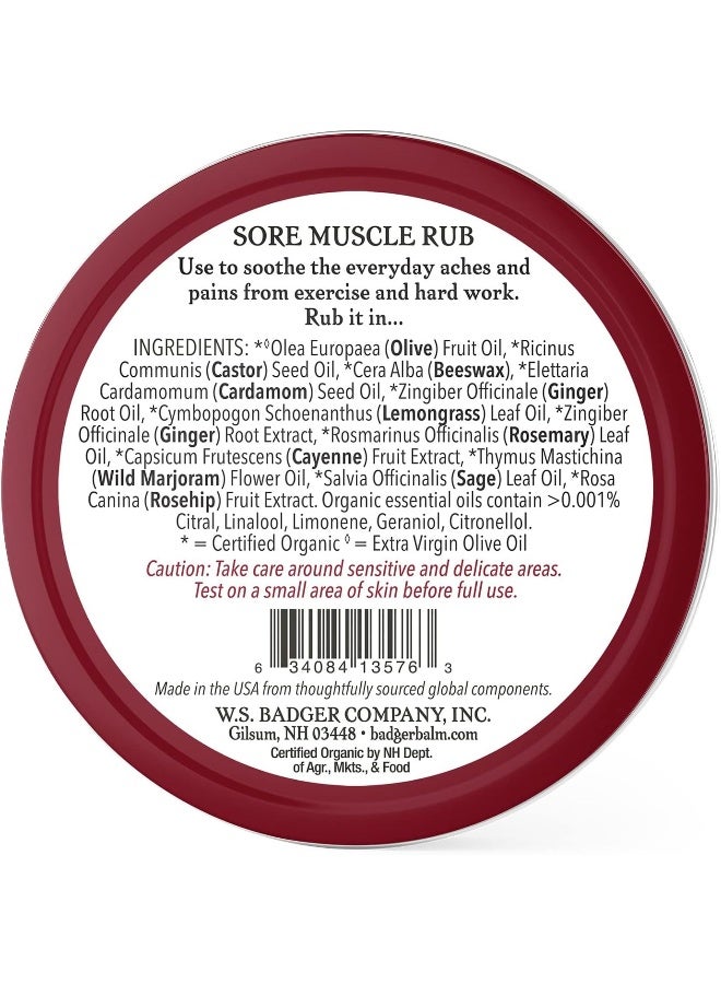 Badger - Sore Muscle Rub, Cayenne Pepper and Ginger, Organic Sore Muscle Rub, Warming Balm, Muscle Relief Balm, Warming Muscle Rub, Sore Muscle Balm, 2 oz - Image 4