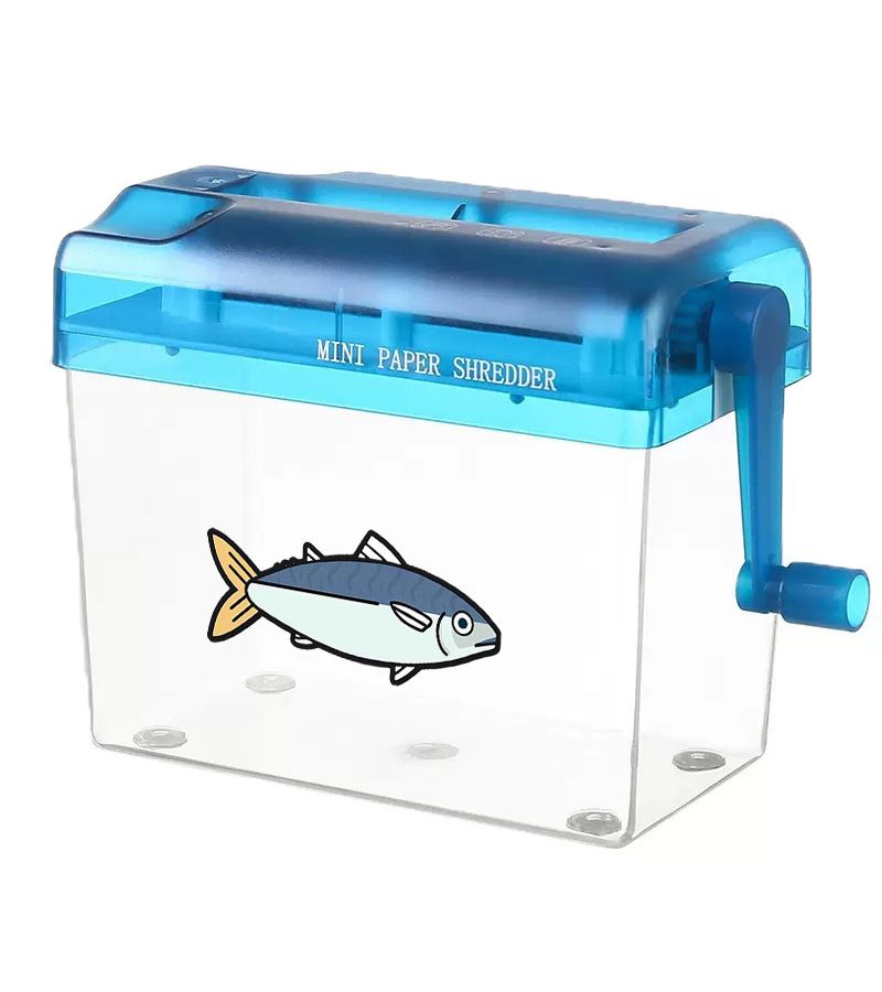 1pc Sky Blue Compact Manual Hand Crank Paper Shredder Portable A6 Document Cutter For Home Office School - Image 1