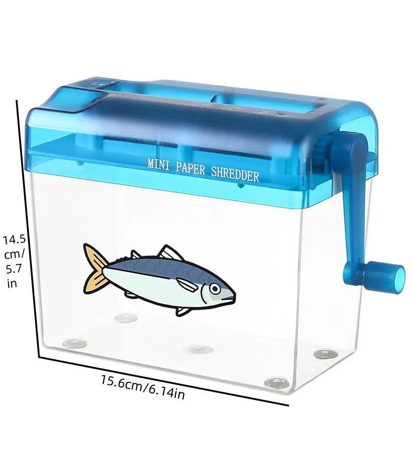 1pc Sky Blue Compact Manual Hand Crank Paper Shredder Portable A6 Document Cutter For Home Office School - Image 3