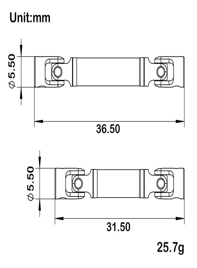MEUS RACING Ascent 32 Driveshaft Front Rear Drive Shaft for 1/32 Redcat Ascent-32 RC Crawler Upgrades (Silver) - Image 2