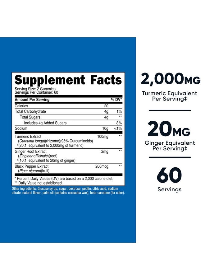 Nutricost Turmeric Gummies 2,000mg Tumeric per Serving (120 Gummies) - 60 Servings - Image 2