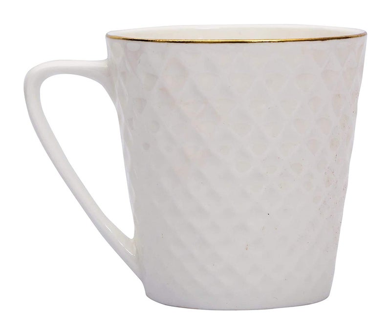 RAINCART Bone China Tea Coffee Cup Set Geometric Patterns 6 PiecesColor White Golden Size140 ml - Image 3