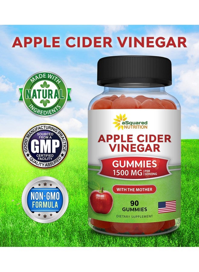aSquared Nutrition Apple Cider Vinegar Gummies - 1500mg with The Mother - 90 ACV Gummies w/Vitamin B6 & B12, Folic Acid - Vegan Gummy Supplement Alternative to Capsules Pills & Drink - Image 5