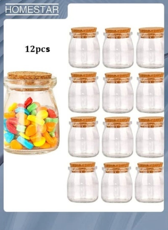 HOMESTAR Small Glass Decorative Bottles With Cork Lids - 12pcs, 100ml Mini Mason Jar for Wedding Favors, , DIY Arts Crafts - Image 1