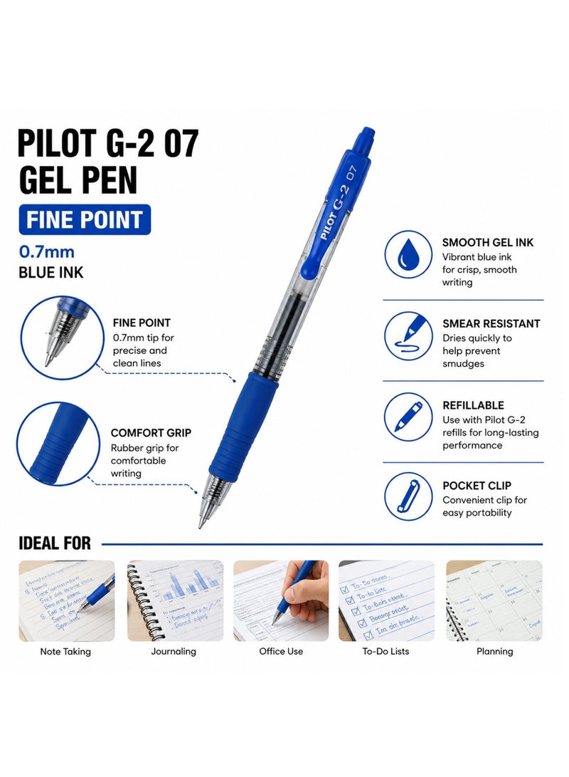 PILOT 4-Piece G-2 Gel Ink Pen 0.7mm Tip Blue Ink - Image 2
