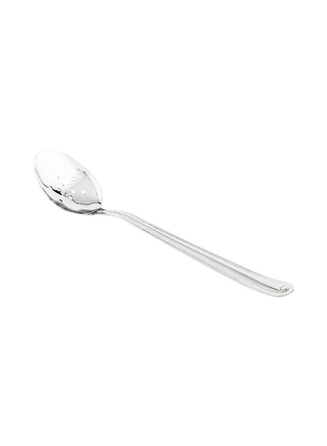Restaurantware Met Lux 12.5 Inch x 2.75 Inch Serving Spoon, 1 Perforated Catering Spoon - Polished Finish, Dishwasher-Safe, Silver Stainless Steel Buffet Spoon, Serving Utensil For Parties, Catering - Image 1