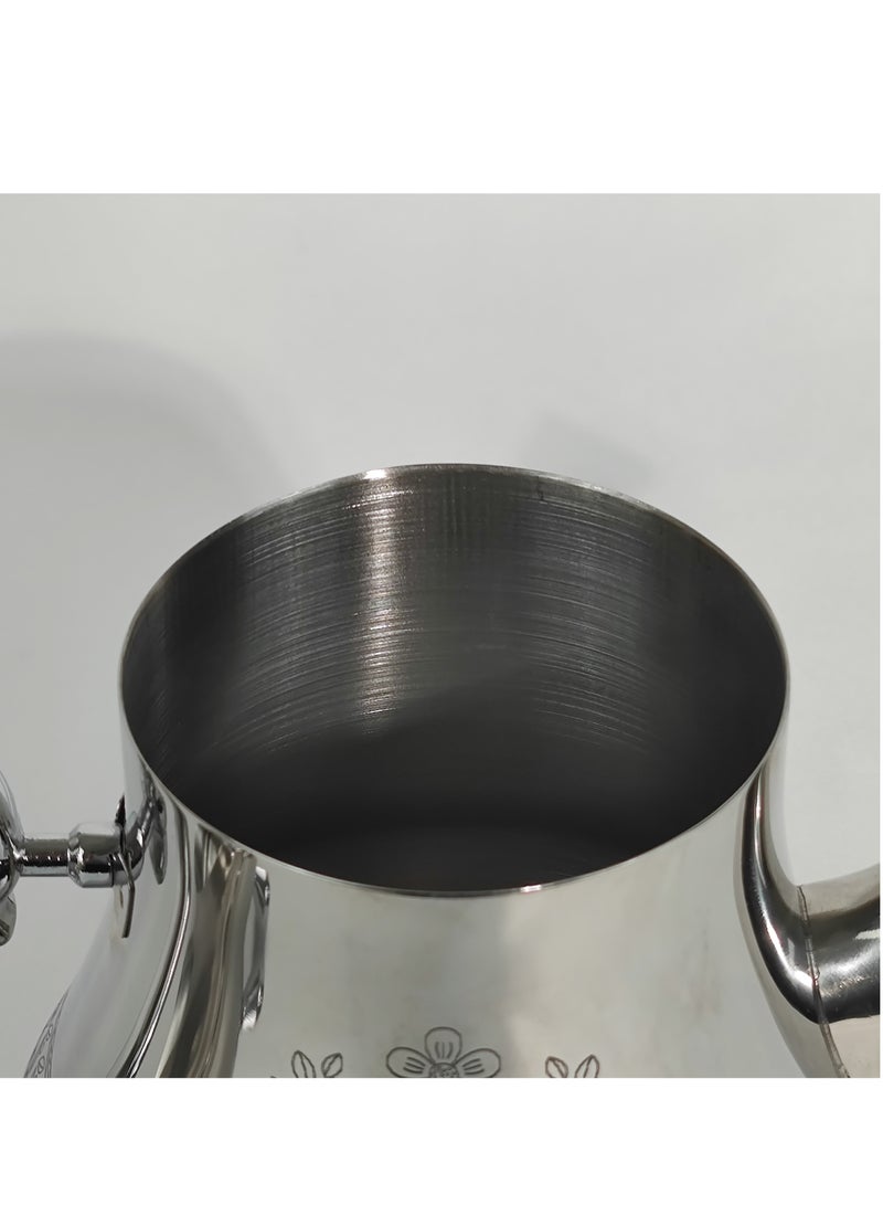 اتش تي اتش النمط العربي الكلاسيكي الأزهار محفورة تصميم القهوة دلة وعاء الصدأ قسط الفولاذ المقاوم للصدأ إبريق الشاي مرآة إنهاء غلاية القهوة سهلة صب صنبور غلاية الشاي مع غطاء قابل للفصل ومقبض مريح غسالة صحون آمنة التعريفي إبريق الشاي الآمن لمكتب المنزل 0.8 / 1.2 / 1.6 لتر - Image 5