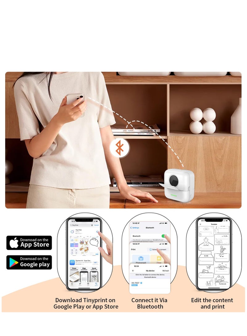Label Maker Machine with Tape, Portable Bluetooth Label Printer Sticker Maker Machine for Labeling Barcode, Name, Address, Mailing, Organizing, Great for Home, Office, Inkless, USB Rechargeable - Image 5