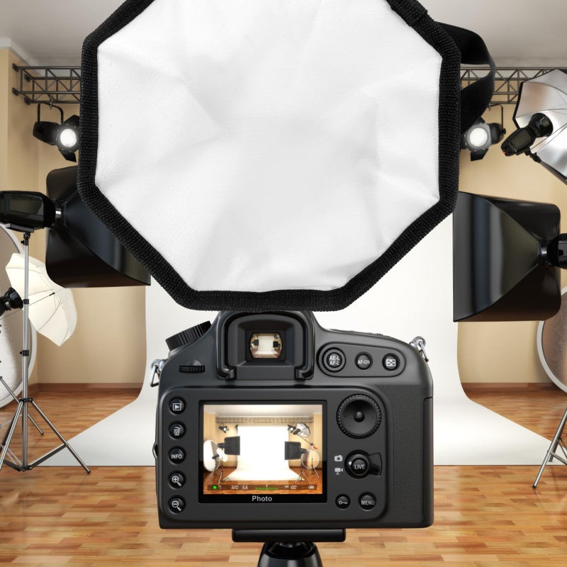 30Cm Octagonal Softbox Diffuser For External Camera Flash Black And White Fabric Cover - Image 4